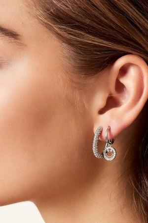 Boucles d'oreilles smiley avec des pierres de zircon Couleur or blanc Acier inoxydable h5 Image2